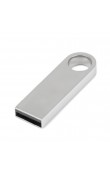 Yuvarlak delikli gümüş metal 32 GB lazer baskılı promosyon USB bellek
